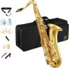 Eastar Tenor Saxophone, B Flat Golden Lacquer Beginner Kit with Cleaning Cloth, Case, Mouthpiece, Neck Strap, Reeds - Thumbnail 1