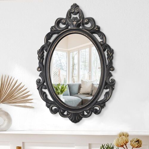Baroque Style Wooden Frame Vintage Wall Mirror, 24" x 16" - Lot 682