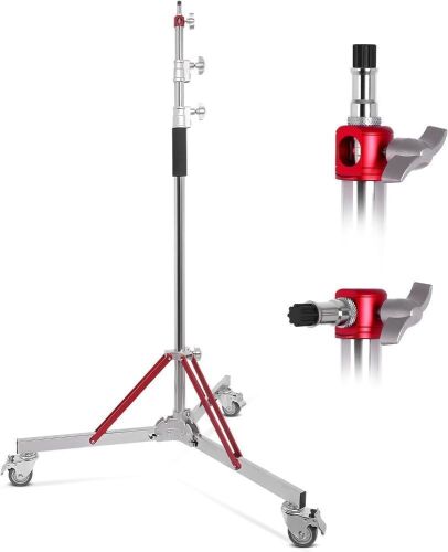 10ft Heavy Duty Adjustable Light Stand with Casters - Lot 474
