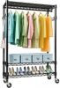 Heavy Duty Rolling Garment Rack 3 Tiers, 17.7" D x 47.2" W x 83.6" H - Thumbnail 1