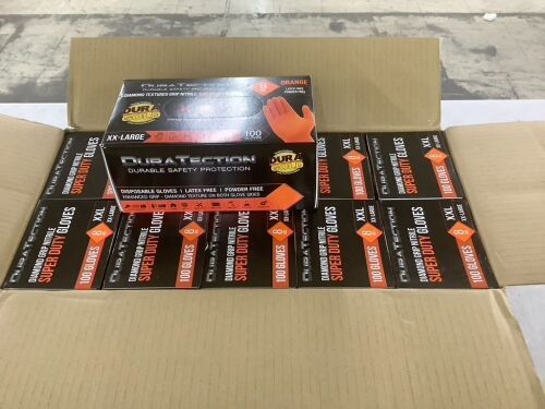 Dura-Gold Duratection 8 Mil Orange Super Duty Nitrile Gloves, XXL - Lot 281