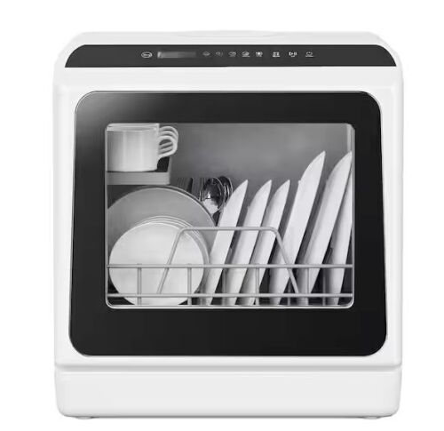 17 in. Portable Countertop Dishwasher in White with 6-Cycles, 4-Place Settings Capacity, and 40 dBA - Lot 81JF