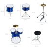Kids Beginner All Wood Acoustic Drum Kit Starter Set w/ Stool, Drumsticks - Thumbnail 2