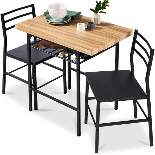 3-Piece Modern Square Dining Set w/ Storage Rack - Lot 114