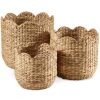 Scalloped 3PC Water Hyacinth Nesting Baskets - Thumbnail 1