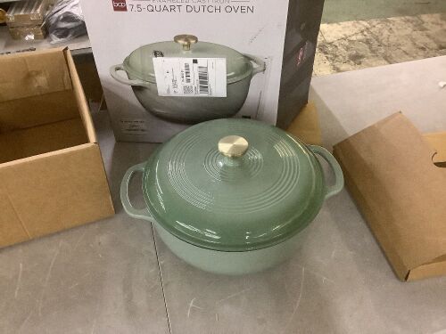 Cast-Iron Dutch Oven Kitchen Cookware w/ Enamel, Handles, 7.5qt - Chipped - Lot 229