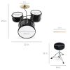 Kids Beginner 3-Piece Drum, Musical Instrument Set w/ Sticks, Stool, Pedal - Thumbnail 2
