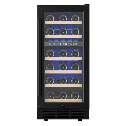 15 in. Dual Zone 30-Bottle Undercounter/ Freestanding Wine Cooler in Black with Reversible Door, Removable Shelves - Lot 11JF