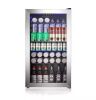 17.3 in. Single Zone-130 Can Freestanding Beverage and Wine Cooler in Silver, LED Light, UV Protection - Thumbnail 1