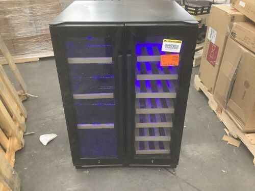 23.4 in. Dual Zone 20-Bottle and 80 Plus Cans Beverage and Wine Cooler in Black Stainless Steel Built-in Refrigerator - Lot 28JF