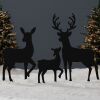 3-Piece 2D Deer Family Silhouette Yard Decoration w/ Buck, Doe, Fawn - 46in - Thumbnail 1