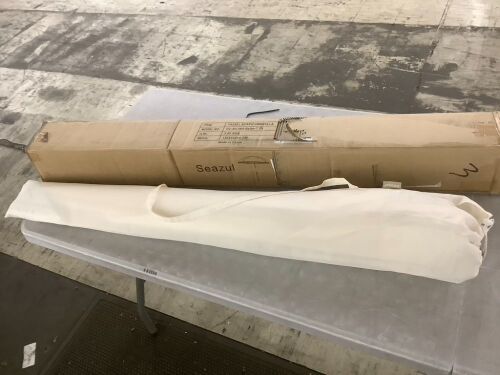 7.5' Beach Umbrella with Tassels, Beige - Lot 489