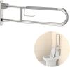 U Shaped Flip-Up Grab Bar with Paper Holder - Thumbnail 1