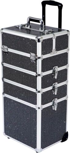 Cosmetics Organizer with Aluminum Frame, Folding Trays & Wheels - Lot 150