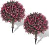 Artificial Rose Boxwood Topiary Ball with Ground Spike, 22", 2 Pack - Thumbnail 1