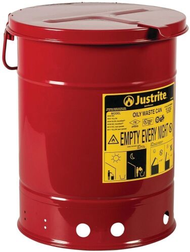 Justrite 6 Gallon Galvanized Steel Oily Waste Can, 16" x 12" - Lot 495