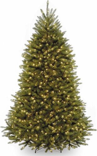 National Tree Company 7.5 ft Pre-Lit Dunhill Fir Artificial Christmas Tree, 600 Clear Lights, 2,189 Tips, Includes Stand, Green - Lot 147