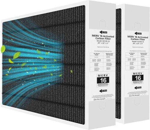 20x25x5 MERV 16 Air Filter Compatible with Lennox HCC20-28 MERV 16 Furnace Filter for HVAC System, 2 Pack - Lot 348