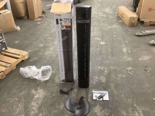 Lasko 48 in. Xtra Air 4-Speed Tower Fan in Black with Carry Handle, Oscillating, Remote Control, Nighttime Setting, Timer - Lot 240JF