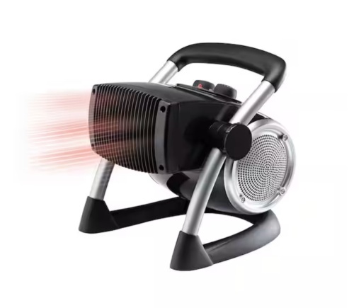 Lasko 1500W 11.75 in. Black Electric Utility Ceramic Space Heater with Pivoting Head, 2 Heat Settings and Fan Only Mode - Lot 843JF