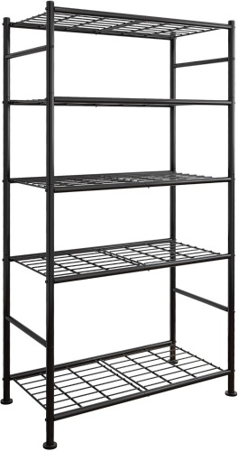 5 Tier Shelving Unit with Leveling Feet, 33.0" W x 12.6" D x 72.0" H, Black - Lot 545