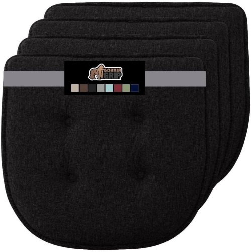 GORILLA GRIP Slip Resistant Memory Foam Tufted Chair Cushions, Set of 4, 16x17 - Lot 697