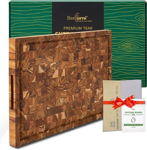 Teak Wood End Grain Cutting Board XL, 24x17x1.5" - Lot 339