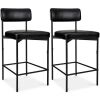 Set of 2 Armless Counter Height Bar Stools, Modern PU Faux Leather Stools - Thumbnail 1