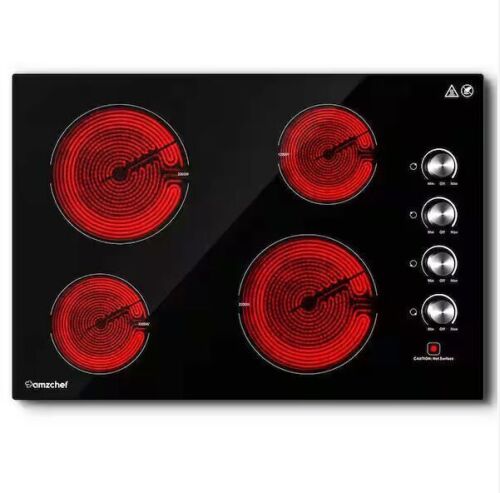 30 in. 4 Elements Radiant Electric Cooktop in Black with Knob Control - Lot 52JF