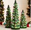 Set Of 3 Pre-Lit Ceramic Tabletop Christmas Trees - Thumbnail 1
