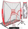 Baseball Net, 7x7 ft Pitching & Batting Net with Dummy Batter, Large Ball Collection System, 2 Strike Zones, Batting Tee, Carry Bag, Baseball Softball Net for Batting Pitching Hitting - Thumbnail 1