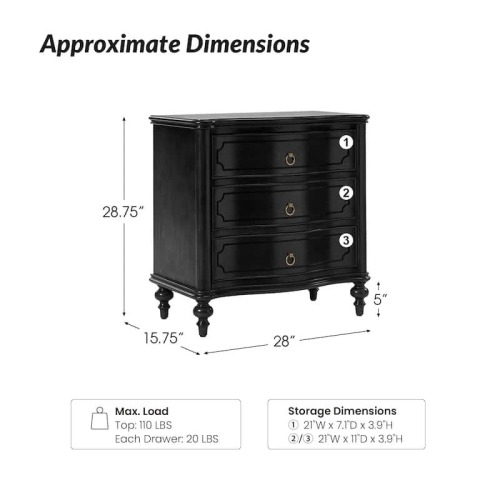 Alois Traditional 3-Drawer End Table with Built-in Charging Station and Solid Wood Spindle Legs - Lot 5759
