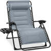 Oversized Padded Zero Gravity Chair, Folding Recliner w/ Headrest, Side Tray - Thumbnail 1