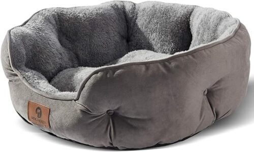 Asvin Small Dog Bed for Small Dogs, Cat Beds for Indoor Cats, Pet Bed for Puppy and Kitty, Extra Soft & Machine Washable with Anti-Slip & Water-Resistant Oxford Bottom, Grey, 20 inches - Lot 5823