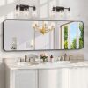 2-Pack Bathroom Mirror, Large Vanity Mirror with Rounded Corner, Metal Black Frame with Mordern Design for Bathroom, Living Room, Entryway, Hang Horizontal/Vertical - Thumbnail 1