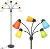FOLKSMATE LED Floor Lamp, Medusa Multi Head Modern Tall, Rustic Adjustable Reading Standing Light for Living/Kids Room, Bedroom, Black - Thumbnail 1