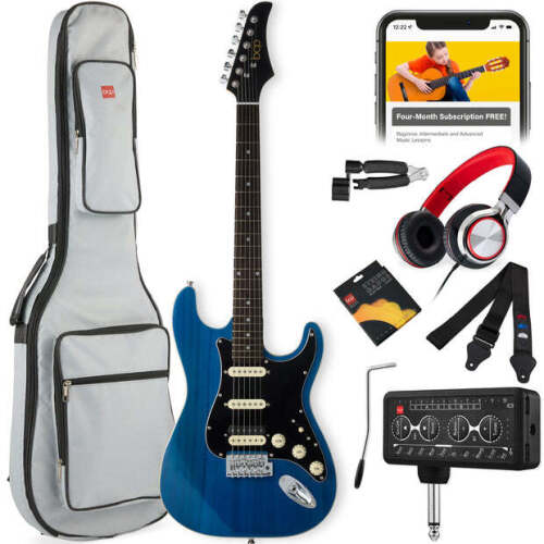 Beginner Electric Guitar Kit w/ Headphone Amp, Padded Gig Bag, Headphones - Lot 5875