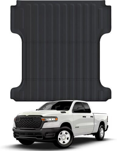 Large Cargo Mat for 2009-2025 2026 Dodge Ram 1500 Crew Cab & 2019-2024 Classic Accessories, 5'7'' Truck Bed Mat for Dodge Ram TPE All Weather Protection Mats (No fit Rambox) - Lot 5909