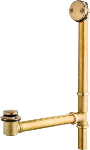 Artiwell 1-1/2" Brass Tubular Bath Drain Kit with Tip-Toe Bath Drain Stopper, Touch-Toe Tub Drain, Tip Toe Bathtub Drain Waste and Overflow With Plug and Bathtub Overflow Drain Cover, Champagne Bronze - Lot 5914