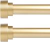 2 Pack Gold Curtain Rods 18 to 60 Inch(1.5-5ft), 1 Inch Heavy Duty, Modern Decorative, Telescoping Window Curtains Rods - Thumbnail 1