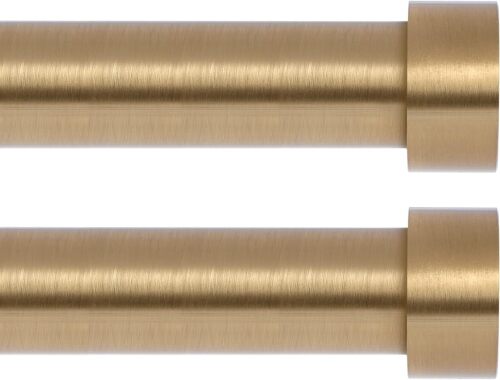 2 Pack Gold Curtain Rods for Windows 66 to 120 Inch(5.5-10 Feet),1" Diameter Drapery Rods with Modern Style End Cap - Lot 5932