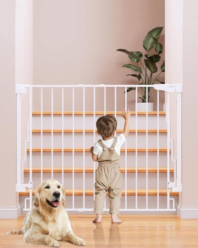 34" Extra Tall No Bottom Bar Baby Gate for Stairs, Wall Mounted Dog Gate Indoor for Larger Pets, Expandable - Lot 5934