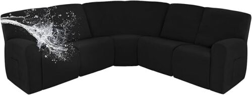 Easy-Going 100% Waterproof Recliner Cover, Stretch Couch Covers for Reclining Couches, Extra Large Sectional Sofa Slipcover, L-Shape Furniture Protector for Kids & Pets, 5 Seater - Lot 5938