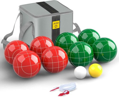 Professional Grade 107mm Bocce Ball Game Set Regulation Size and Weight 920g for Official Tournaments (Red and Green) - Lot 5965