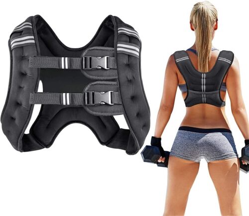 Weighted Vest for Women and Men with Reflective Stripe and Double Adjustable Buckle Straps Weight Vests for Strength Training, Jogging, Cardio, Weight Loss - Lot 5974