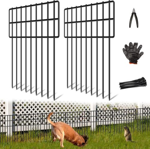 25 Panels Garden Fencing Animal Barrier, 17in (H) X 27ft (L) Dog Dig Fence Barrier, 1.25in Gap Rustproof Metal Stakes Decorative Garden Fence, Ground Defense Border Fence for Outdoor, Yard, Patio - Lot 5980
