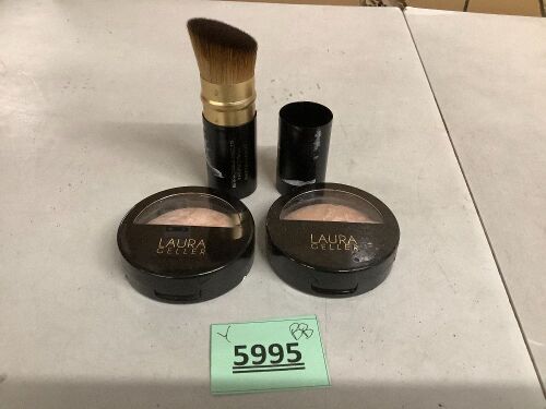 Set of 3 - 1 Retractable Angled Kabuki Brush and 2 Color Correction Powder Foundation - Lot 5995