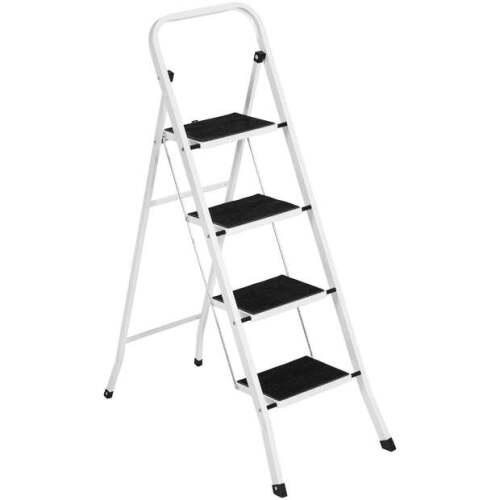 Folding Steel 4-Step Ladder w/ Hand Rail, Wide Steps, 330lbs Capacity - Lot 5896