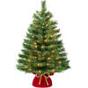 Pre-Lit Tabletop Christmas Tree w/ Red Velvet Cover & Gold Cord - Thumbnail 1