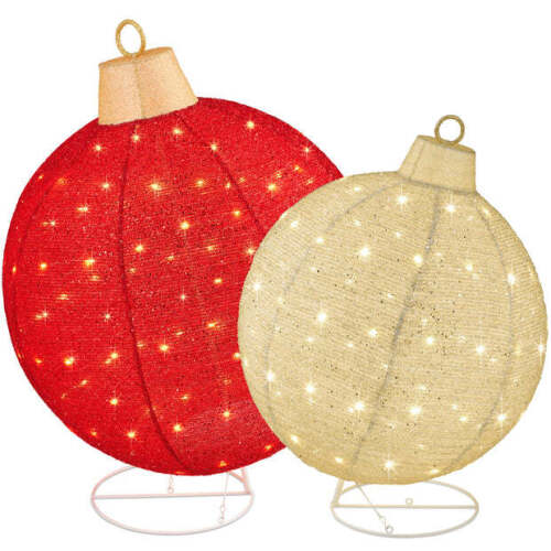 2pc Lighted Pop-Up Christmas Ornaments Decoration w/ 180 LED Lights, Stand - Lot 6031